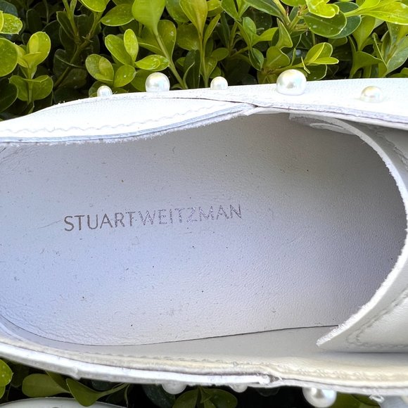STUART WEITZMAN - NWOT Women's Faux-Pearl Studded Leather Sneakers - Size 11 - Picture 10 of 12